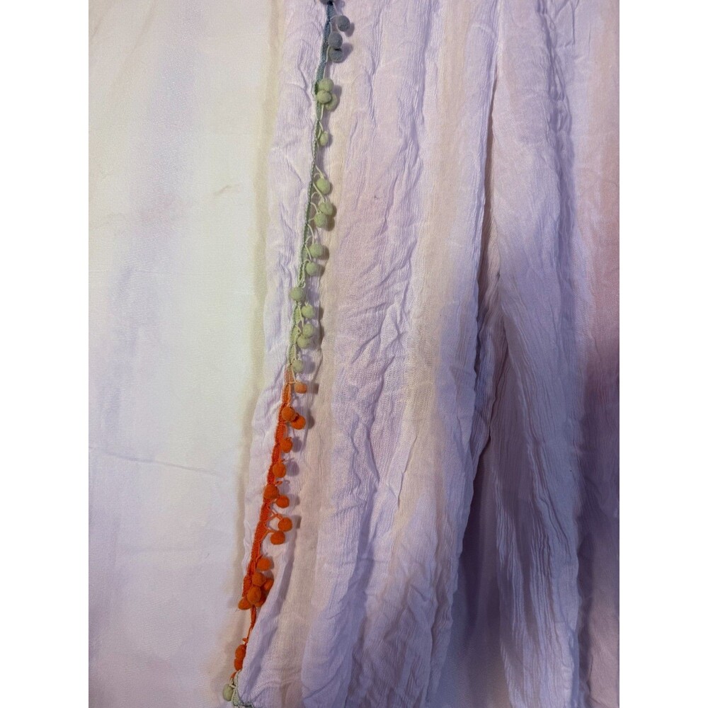 Boho Hippie Indie Pants Women's Medium M White Fringe Z & L Coastal Beach Crop - Picture 2 of 3